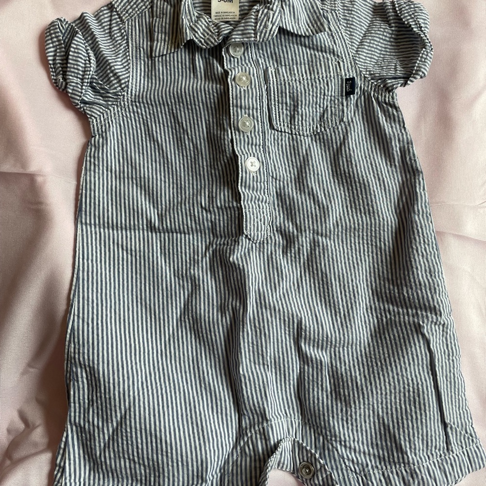 Seersucker baby romper